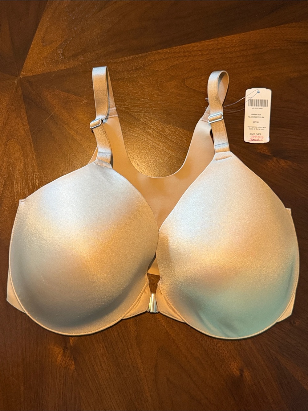 Soma Beige Front-Close vanishing back full coverage bra NEW 34G